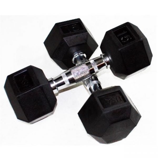 65Lb Troy USA 6 Sided Rubber Dumbbell - HD-065R