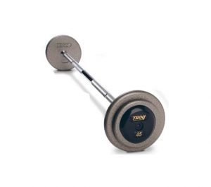 80Lb Troy Barbell Pro-Style Fix Straight Barbell - Gray Plates and Rubber End Caps - HFB-080R