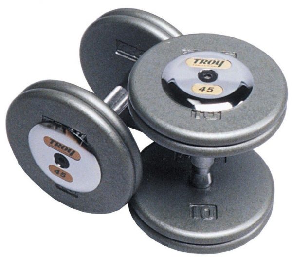 65Lb Troy Pro-Style Dumbbells - Gray Plates And Chrome End Caps - HFDC-065C 65Lb Troy Pro-Style Dumbbells - Gray Plates And Chrome End Caps - HFDC-065C