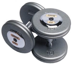 120Lb Troy Pro-Style Dumbbells - Gray Plates And Chrome End Caps - HFDC-120C