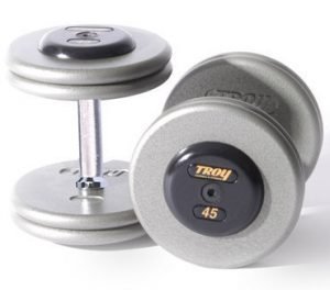 140Lb Troy Prostyle Fix Strait Dumbbells Gray Handle Plate with Rubber End Caps - HFD-140R