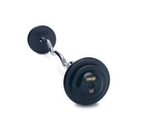 40Lb Troy Pro-Style Fix Curl Barbell Set - Black Plates And Rubber End Caps - PZB-040R