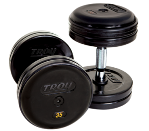 35Lb Troy Pro-Style Center Handle Rubber Dumbbell with Rubber End Cap - RUFDC-035R