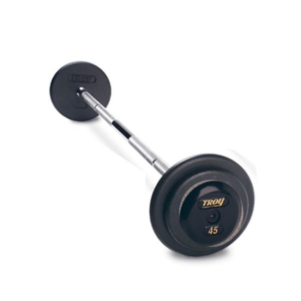 65Lb Troy Pro-Style Fix Straight Barbell - Black Plates and Rubber End Caps - PFB-065R