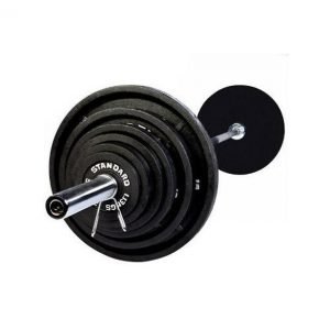 300Lb  Troy USA Black Olympic Weight Plate Set with 7ft Bar - BOSS-300