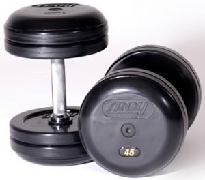 80Lb Troy Pro-Style Rubber Dumbbell with Rubber End Cap - RUFD-080R