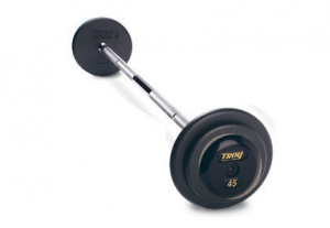 95Lb Troy Barbell Barbell Pro-Style Fix Straight Barbell - Black Plates and Rubber End Caps - PFB-095R